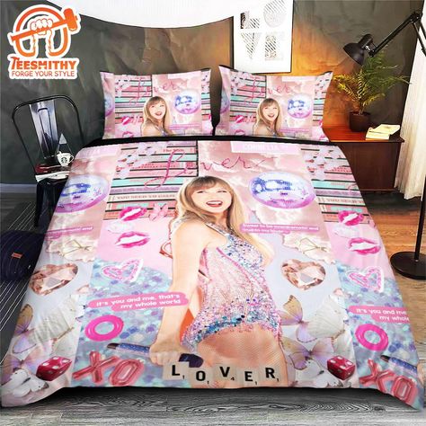 Taylor Swift Singer 3D Bedding Set Introducing our Bedding Set, crafted for unparalleled comfort and style. Made from premium materials, it includes a soft duvet cover, coordinating pillowcases, and a fitted sheet. With a range of designs and sizes, our bedding sets effortlessly elevate any bedroom decor. Transform your space into a cozy sanctuary with our luxurious Bedding Set, where comfort meets elegance. Tailored for the trendsetting individual inspired by:   Photos Of Taylor Swift Sing Girly Party Ideas, Taylor Swift Merchandise, Photos Of Taylor Swift, 3d Bedding Sets, Luxurious Bedding, 3d Bedding, Cute Birthday Ideas, Taylor Swift Cute, Taylor Swift Music