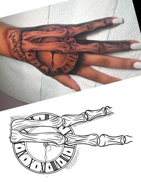 Tattoo Outlines Men, Hand Tattoos For Guys Stencils, 1 Of 1 Tattoo Stencil, Skull Hand Tattoo Stencil, Hand Stencil Tattoo, Half Clock Tattoo Design, Hand Tattoo Stencils For Men, Klaws Tattoos Ideas, Mens Tattoo Stencils