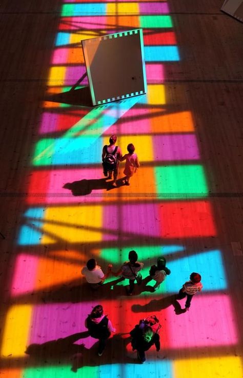 Photos of the day  August 6 2014 - People Photos - Ideas of People Photos #PeoplePhotos -   People look at a light show by French artist Daniel Buren entitled Catch which is on display until Oct. 12 2014 at the BALTIC Centre for Contemporary Art in Gateshead northeastern England Wednesday Aug. 6 2014. Installation Exhibition, Daniel Buren, Rainbow Aesthetic, Light Installation, Land Art, Abstract Sculpture, Light Show, French Artists, Exhibition Design