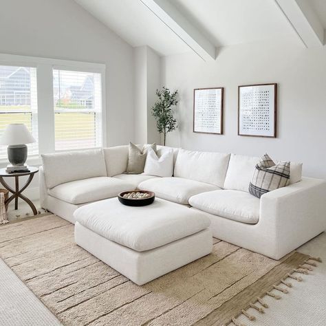 Linen Sectional, White Sectional, Room Couches, Small Apartment Living Room, Small Apartment Living, Up House, Living Room Sectional, Retail Furniture, Lounge Room