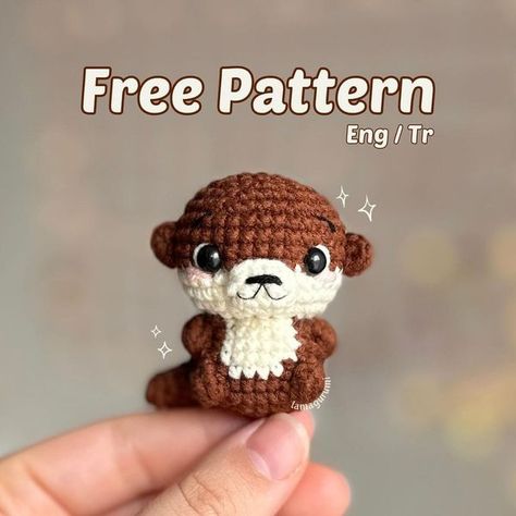 Amigurumi Otter Pattern, Crochet Patterns Otter, Crochet Otter Keychain, Crochet Christmas Keychain Pattern Free, Otter Amigurumi Free Pattern, Otter Crochet Pattern Free, Amigurumi Keychain Free Pattern, Otter Crochet, Crochet Otter