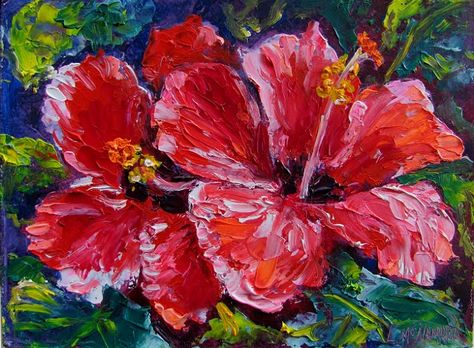 Hibiscus Oil Painting, Hibiscus Flower Painting, Hibiscus Painting, Hibiscus Art, Floral Mural, Red Hibiscus, Flower Painting Canvas, Oil Pastel Art, Oil Pastel Drawings