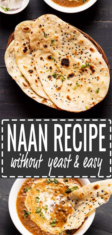 Naan Bread Recipe No Yeast, Naan Bread Recipe Easy, No Yeast Naan, Naan Recipe Without Yeast, Make Naan Bread, How To Make Naan, Garlic Naan Recipe, Vegan Naan, Naan Bread Recipe