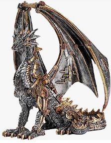 Behold the awe-inspiring 12" Steampunk Mechanical Dragon, a true masterpiece of artistry and craftsmanship. This captivating dragon statue exudes a sense of wonder with its intricate mechanical design and appearance. The silver and gold metallic finish adds a touch of opulence, while the delicate piping, gears, and cogs create a mesmerizing steampunk allure. Prepare to be enchanted by the breathtaking beauty of this piece, a perfect addition to any collection and focal point in any space. Sitting Dragon, Mechanical Dragon, Gears And Cogs, Steampunk Dragon, Steampunk Animals, Mechanical Gears, Dragon Statue, Dragon Figurines, Dragon 2