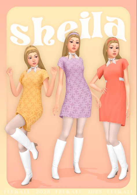 60s Vibes, Sims 4 Decades Challenge, 50th Clothes, 1960s Outfits, Tumblr Sims 4, Free Sims, Sims 4 Dresses, Sims4 Clothes, Sims 4 Cc Packs