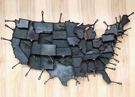 American Skillets Cast Iron Skillets, America Map, Iron Skillets, Cast Iron Cooking, Cast Iron Cookware, Cast Iron Skillet, Iron Pan, Cast Iron Pan, Hand Cast