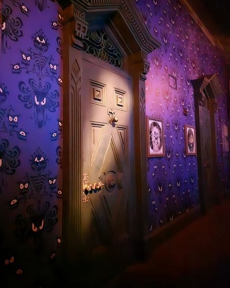 ThrillGeek | We recently got stopped on Haunted Mansion and got this really clear picture of one of our favorite parts; the wallpaper! So cool seeing… | Instagram Disney Haunted Mansion Aesthetic, Haunted Mansion Aesthetic, Haunted Mansion Ride, Mansion Aesthetic, Madame Leota, Haunted House Party, Disney Haunted Mansion, The Wallpaper, Halloween Movies