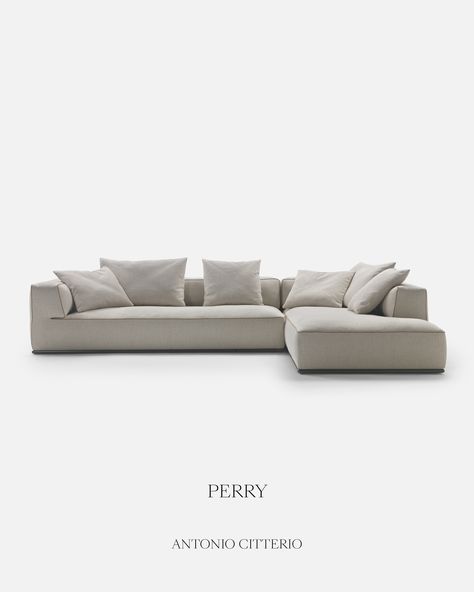 Enliven your domestic landscape with the comfortable shapes and generous cushions of the Perry sectional. Prized for its versatility, the sheer number of options – stand-alone, L-shaped and asymmetrical seating elements, ottomans and chaise longues, cowhide-clad storage, and wood coffee tables – allow for creating bespoke seating arrangements. L Shaped Sofa Designs, Wood Coffee Tables, L Sofas, Grey Sectional Sofa, Sectional Sofa With Chaise, Shaped Sofa, Space Interiors, Italy Design, Outdoor Chaise