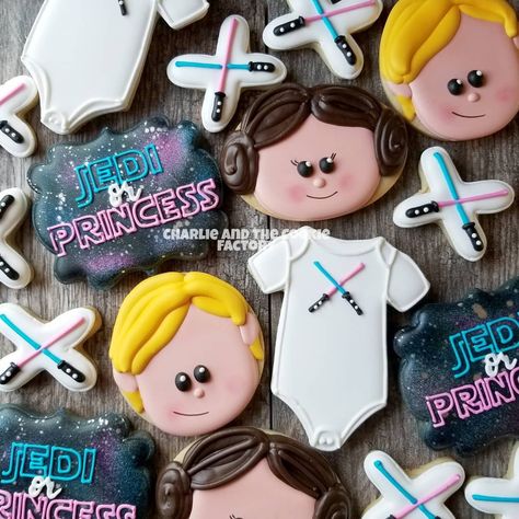 May the force be strong with this little one!!! Star Wars gender reveal cookies!!! 💙🌌💗🌌💙🌌💗🌌💙🌌💗🌌💙🌌💗 #charlieandthecookiefactory… Star Wars Gender Reveal Cookies, Jedi Or Princess Gender Reveal, Star Wars Baby Shower Cookies, Gender Reveal Ideas Star Wars, Gender Reveal Ideas For Party Theme Disney, Starwars Gender Reveal, Star Wars Gender Reveal, Gender Reveal Ultrasound, Gender Reveal Food