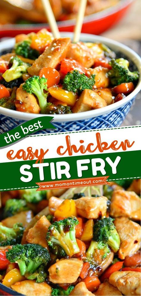 Easy Chicken Stir Fry Recipe, Stir Fry Chicken, Stir Fry Recipes Healthy, Chicken Stir Fry Recipe, Easy Chicken Stir Fry, Mom On Timeout, Fry Chicken, Stir Fry Recipes Chicken, Stir Fry Recipe