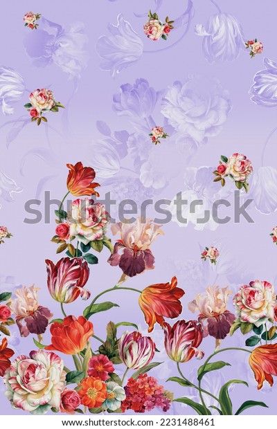 Flower Test Saree Design Allover Stock Illustration 2231488461 | Shutterstock Flower Saree, Flower Allover, Paisley Border, Digital Designer, Saree Design, Floral Wallpaper, 3d Objects, Saree Designs, Digital Design