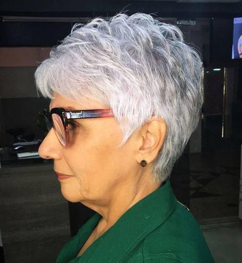 Silver Pixie, Grey Hair And Glasses, Hair And Glasses, Short Grey Hair, Mom Hairstyles, Short Hair Over 60, Best Short Haircuts, Haircut For Older Women, Short Pixie Haircuts