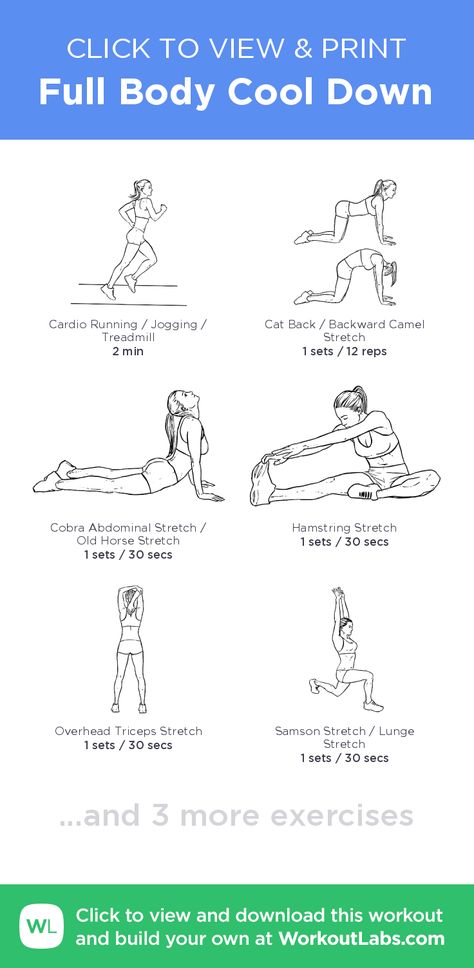 Full Body Cool Down – click to view and print this illustrated exercise plan created with #WorkoutLabsFit Streching Excersise, Abdominal Stretches, Stretches Exercises, Cool Down Exercises, Cool Down Stretches, Full Body Pilates Workout, Workout Labs, Full Body Stretch, Easy At Home Workouts