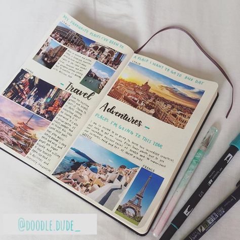 Is your goal to travel? Then you’ll love these great BULLET JOURNAL TRAVEL page ideas and spreads. Let me take you on a journey from a bucket list wishlist, to an itinerary tracker and map page in your travelers notebook, to saving up the budget, to enjoying your travels, to capturing your memories in a scrapbook, with diary entries and doodles. Get bujo inspiration from these unique and creative travel journal ideas to plan your next getaway #bulletjournal #bujo Journal Travel Page, Travel Journal Pages, Album Photo Scrapbooking, Travel Journal Scrapbook, Album Journal, Journal Travel, Memory Journal, Summer Scrapbook, Scrapbook Book