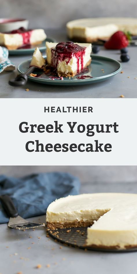 Healthy Cheesecake Recipes, Best Greek Yogurt, Greek Yogurt Cheesecake, Yogurt Cheesecake, Biscuits Diététiques, Cheesecake Recipes Classic, Healthy Cheesecake, Cheesecake Lovers, Healthy Greek Yogurt