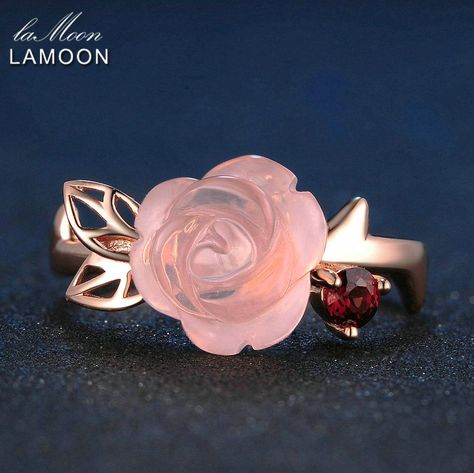 [Visit to Buy] LAMOON Engagement Rings for Women Rose Flower 100% Natural Pink Romantic Rose Quartz 925 Sterling Silver Fine Jewelry Anel RI025 #Advertisement Engagement Rings For Women, Rose Quartz Jewelry, Rose Quartz Earrings, Rose Quartz Necklace, Silver Jewellery Sets, Rose Quartz Ring, Quartz Jewelry, Rose Quartz Gemstone, Silver Jewelry Handmade