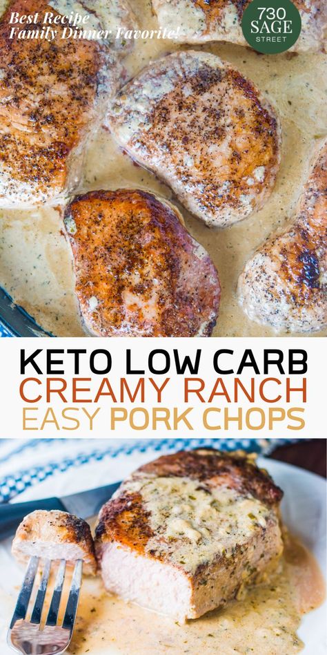 Creamy Ranch Pork Chops, Low Carb Pork Chops, Keto Pork Chops, Cena Keto, Ranch Pork Chops, Low Carb Pork, Easy Pork Chops, Creamy Ranch, Easy Pork