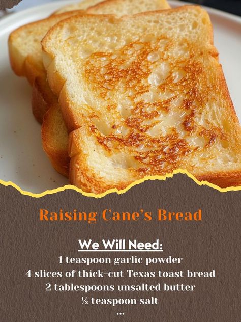 Canes Bread Recipe, Canes Bread, Texas Toast Bread, Raising Canes, Texas Toast, Bread Basket, Copycat Recipe, Fun Food, Copycat Recipes