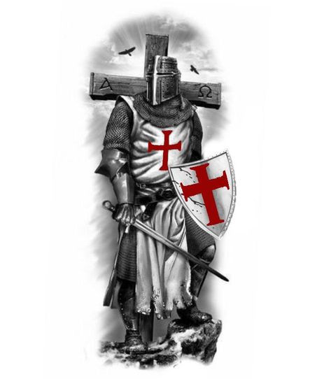 Saint George Tattoo Design, Templar Knight Tattoo Design, Nights Templar Tattoo, Crusader Tattoo Design, English Knight Tattoo, St George Tattoo, Crusader Knight Tattoo, Crusader Tattoo, Knights Templar Tattoo