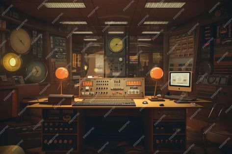 Premium Photo | A vintage radio station control room with analog e 00420 00 Radio Station Aesthetic, Vintage Radio Station, Control Room, Internet Radio Station, Minecraft Inspo, Video Mockup, Old Radios, Internet Radio, Vintage Radio