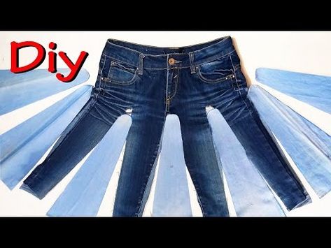 How to diy a skirt from old jeans / Upcycling jeans / Easy sewing skirt / renew old clothes - YouTube Diy Jean Skirt From Jeans Tutorials, Jeans Skirt Diy Upcycling, Jeans Skirt From Old Jeans, Jean Skirt Diy Upcycling, Denim Skirt From Jeans Diy, How To Turn Jeans Into A Skirt, Pants To Skirt Diy, Jeans To Skirt Diy, Skirt Out Of Jeans