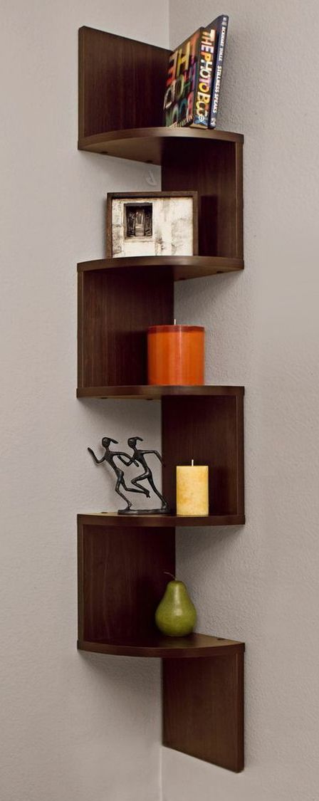 Corner zig zag wall shelf | furniture design Corner Wall Shelves, Shelf Furniture, Regal Design, Corner Wall, Corner Shelf, घर की सजावट, Design Del Prodotto, Shelf Design, Corner Shelves