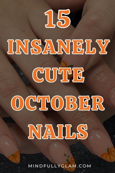 Oktoberfest Nail Ideas, October Fingernails, Clear Fall Acrylic Nails, October Birthday Nail Ideas, Cute Simple October Nails, Classy Nails Halloween, October Nails Fall Dip, Fall Or Halloween Nails, 1950 Nails Design