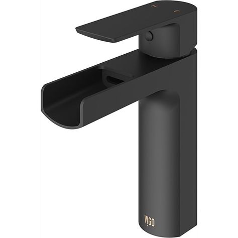 VIGO Ileana Single Hole Single-Handle Bathroom Faucet in Matte Black Black Bathroom Sink, Matte Black Bathroom, Contemporary Bathroom Sinks, Black Faucet, Single Handle Bathroom Faucet, Waterfall Faucet, Single Hole Bathroom Faucet, Powder Bath, Single Hole Faucet