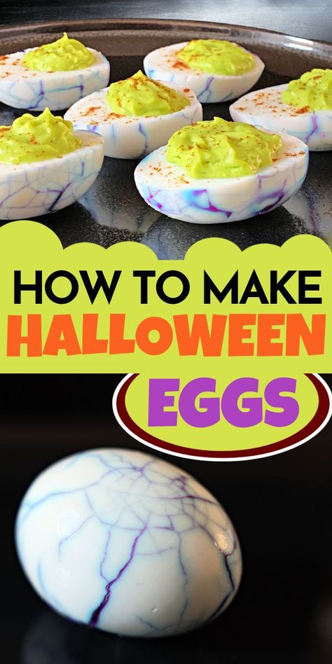 A guide on how to make Halloween deviled eggs for a Halloween party food idea that everyone loves. Halloween Eggs, Plat Halloween, Halloween Deviled Eggs, Soirée Halloween, Halloween Party Appetizers, Halloween Food Appetizers, Spooky Food, Hallowen Ideas, Halloween Party Snacks