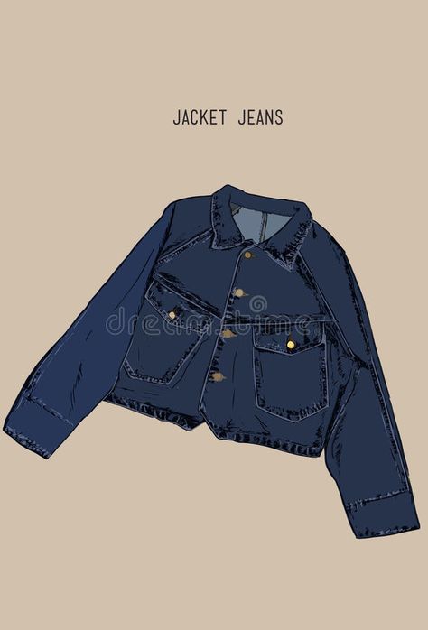 Hand-drawn Object Sketch Denim Jacket Jean. Stock Vector - Illustration of jean, feminine: 87363387 Jean Jacket Drawing, Denim Jacket Illustration, Denim Jacket Drawing, Jacket Drawing, Feminine Casual, Line Art Illustration, Sticker Pack, Art Illustration, Line Drawing