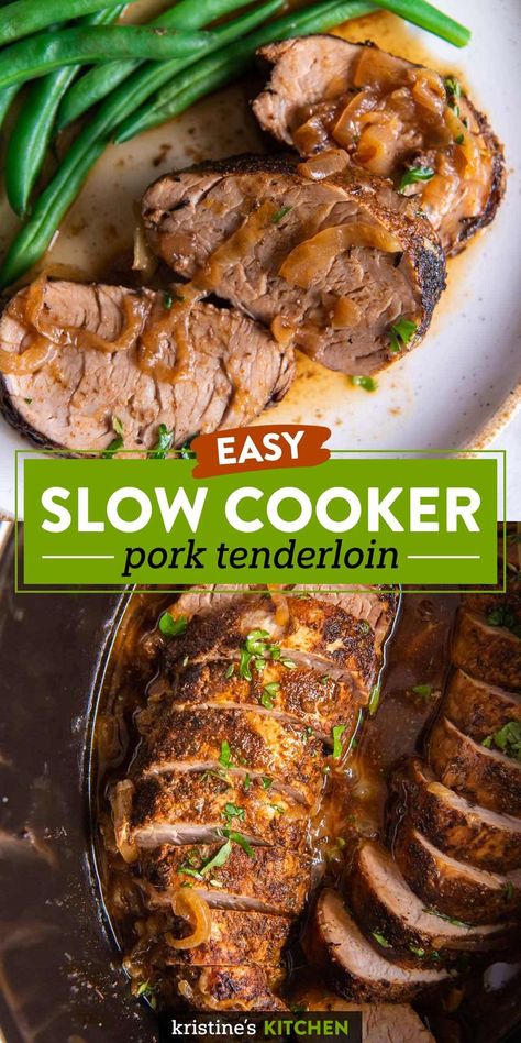 Pork Tenderloin Crock Pot Recipes, Tenderloin Recipes Crockpot, Pork Loin Crock Pot Recipes, Easy Pork Tenderloin Recipes, Easy Pork Tenderloin, Crockpot Pork Loin, Crockpot Pork Tenderloin, Pork Loin Roast Recipes, Pork Crockpot Recipes