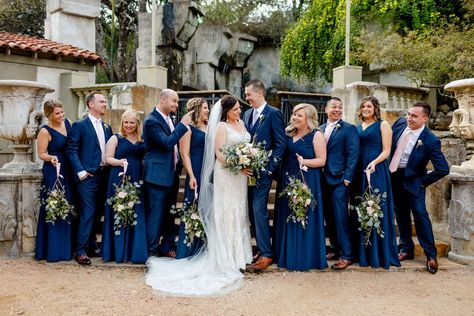 wedding-party-bridesmaids-groomsmen-navy-blue-suits-dresses Blue Suit Wedding Bridesmaid Dress, Bridal Party Navy Dresses, Navy Suits And Navy Bridesmaid Dresses, Navy Wedding Party Groomsmen, Bridal Party With Navy Suits, Navy Blue Bridesmaid Dresses With Groomsmen, Navy Blue Bridesmaid Dresses And Dark Grey Suits, Classic Blue Bridesmaid Dresses, Green Bridesmaid Dresses With Navy Suits