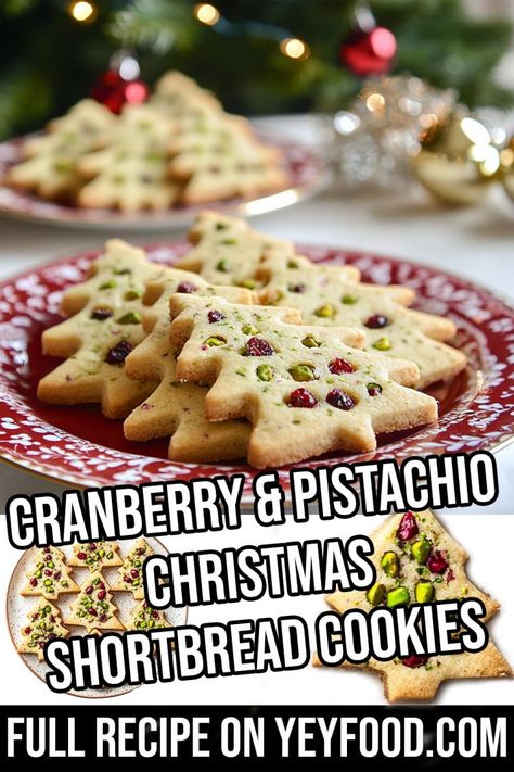 Cranberry & Pistachio Christmas Shortbread Cookies - Yeyfood.com: Recipes, cooking tips, and kitchen hacks for home cooks of all levels Shortbread Cookie Recipe Christmas, Pistachio Christmas, Pistachio Recipes Desserts, Cranberry Pistachio Cookies, Christmas Shortbread Cookies, Pistachio Shortbread, Cranberry Pistachio Biscotti, Cinnamon Bread Easy, Cranberry Cookies Recipes