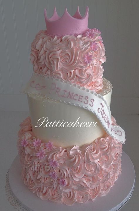 A three tier cake fit for a princess! Sweet 16 Princess Cake, Pink Birthday Cake 3 Tier, Three Tier Cake Birthday, Big Pink Cake, Princess Doll Cake, Baked Items, Sweet 15 Party Ideas Quinceanera, Sweet 15 Party Ideas, Princess Cakes