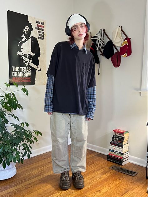 How To Layer Tshirts Outfit Ideas, Layered Male Outfits, Flannel And Tshirt Outfits, Fem Man Outfits, Spring Outfits Masc, Masc Street Wear, Winter Masc Outfits, Masc Winter Outfit, Transmasc Style