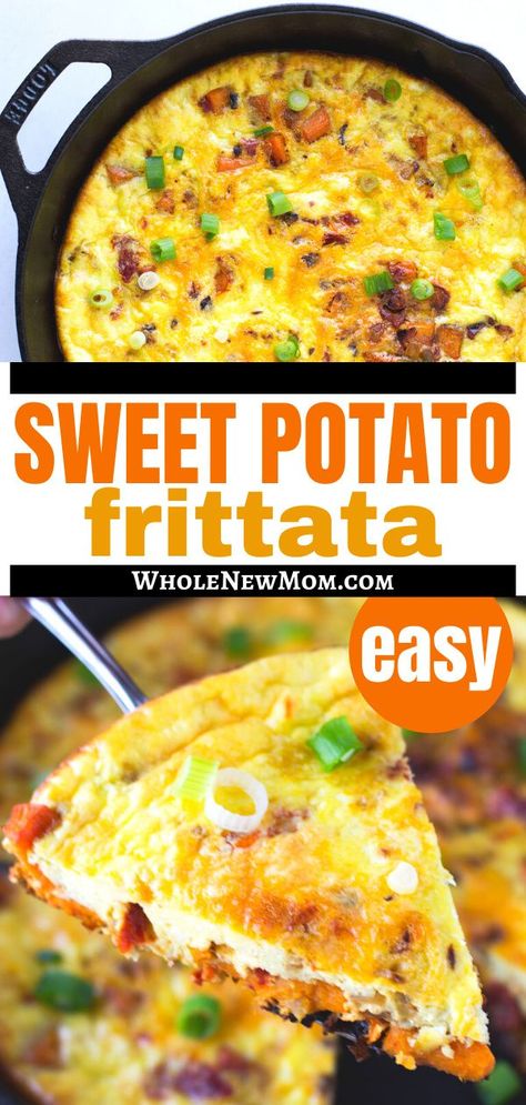 Looking for an easy healthy dinner recipe? This delicious dairy free Sweet Potato Frittata Recipe made with sun dried tomatoes is such an easy recipe to make for a healthy family dinner. You can always prepare it ahead of time too. Satisfying and healthy it is suitable for vegetarians and those on a gluten free diet. Chicken Receipts, Potato Frittata Recipes, Sweet Potato Frittata, Potato Frittata, Thm Breakfast, Egg Bake, Whole 30 Breakfast, Frittata Recipes, Vegan Living