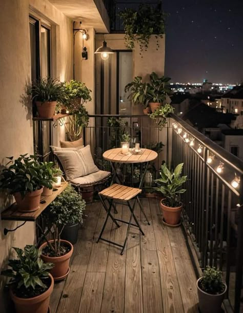 Make Balcony Private, Easy Balcony Ideas On A Budget, Small Outdoor Balcony Ideas, High Rise Balcony, Home Decor Ideas Apartment, Plants Balcony, Balkon Decor, Tiny Balcony, Balcony Chairs