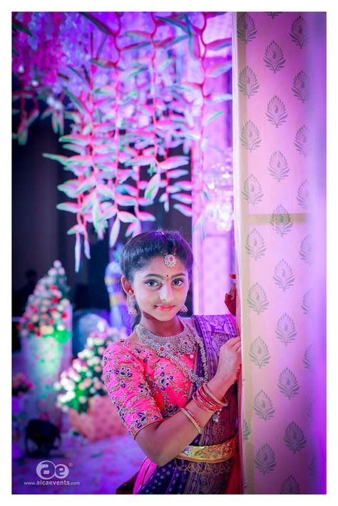 Off Sari Function, Half Saree Ceremony Poses, Half Sari Function Stills, Sari Function Stills, Half Saree Function Photoshoot Poses, Half Saree Function Poses, Saree Ceremony Stills New, Half Saree Function Photo Poses, Puberty Ceremony Photoshoot