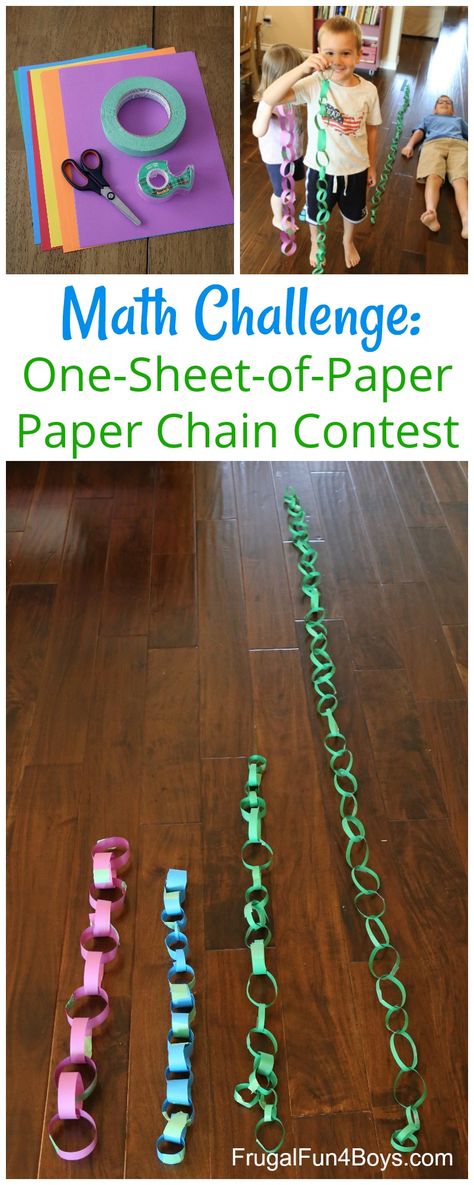 STEM Challenge: One-Piece-of-Paper Paper Chain Contest - Frugal Fun For Boys and Girls Stem Club, Kindergarten Stem, Elementary Stem Activities, Easy Stem, Summer Stem, School Age Activities, Steam Ideas, Stem Elementary, Christmas Stem