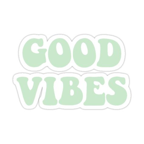 Decorate laptops, Hydro Flasks, cars and more with removable kiss-cut, vinyl decal stickers. Glossy, matte, and transparent options in various sizes. Super durable and water-resistant. light mint green "good vibes" word art Stickers Verdes, Green Aesthetic Stickers, Good Vibes Light, Green Words, Green Stickers, Surf Stickers, Iphone Stickers, Color Verde Claro, Bullet Journal Mood Tracker Ideas