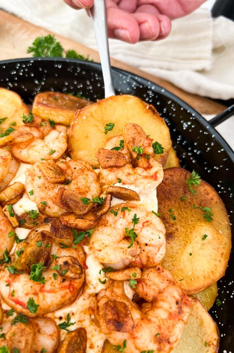 Shrimp Recipes With Potatoes, Shrimp And Red Potatoes Recipes, Argentinan Shrimp Recipes, Potato And Shrimp Recipe, Shrimp Potato Recipes, Shrimp With Potatoes Recipes, Shrimp And Sweet Potato Recipe, Spanish Shrimp Recipes, Tapas Potatoes