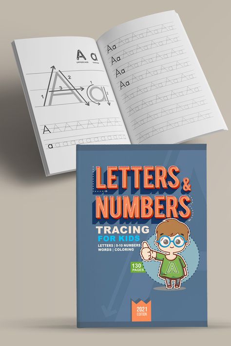 Tracing Letter and Numbers for kids Kdp Book Cover Design, Handwriting Practice Alphabet, Textbook Design, Shapes Activity, Numbers Tracing, Abc Coloring Book, Creative Book Cover Designs, Novel Books, Alphabet Books