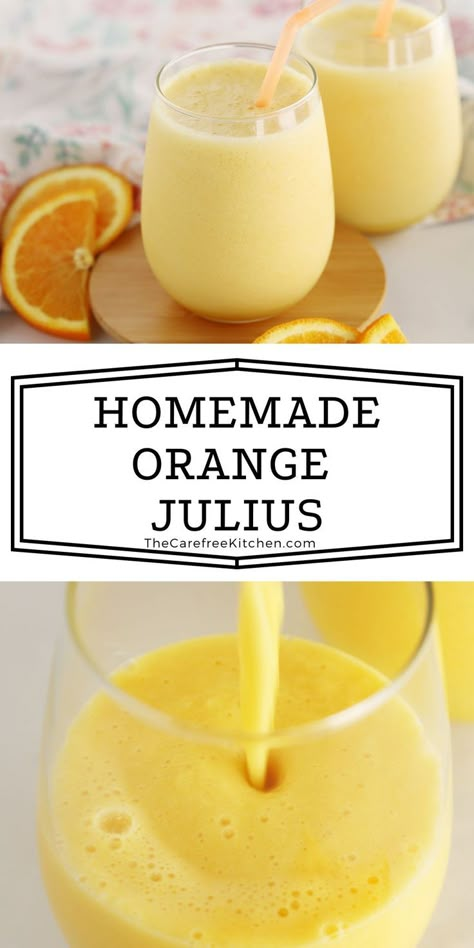 Homemade Orange Julius, easy copycat orange julius recipe, delicious breakfast drink recipe. Copycat Orange Julius, Orange Julius Recipe, Yellow Bliss Road, Smoothie Green, How To Make Orange, Green Juices, Orange Julius, Orange Juice Concentrate, Orange Drinks