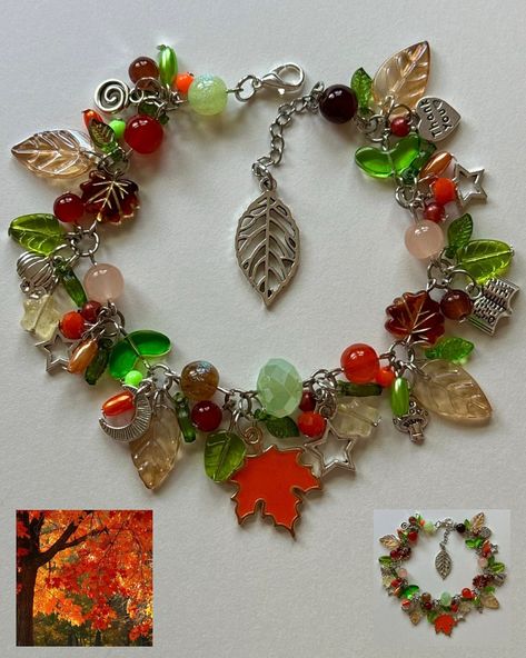 Autumn Foliage Cluster Bracelet! 🍁🍄‍🟫🌙✨ • How to purchase? linked in bio, depop, vinted, or dm me to order! *my vinted shop is temporarily closed* • ( i do not place orders from dms, i only take orders from depop or vinted due to cheaper shipping prices) • • • #beads #beaded #beadedjewelry #bracelets #orangebeads #handmade #smallbusiness #autumn #leafbeads #brownbeads #kawaii #greenbeads #cluster #pretty #beadswork #jewelrymaking #coloredbeads #jewelry #fallleaves #floraljewelry #clusterbra... Fall Inspired Beaded Jewelry, Autumn Beaded Jewelry, Acrylic Nails Almond Shape, Autumn Bracelet, Cluster Bracelet, Crystal Bead Jewelry, Frutiger Aero, Accessory Ideas, Autumn Foliage