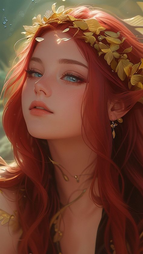 Fairy Red Hair, Redhead Art, Red Hair Inspiration, Out On A Limb, Female Elf, Ginger Girls, Digital Paintings, Childhood Days, Fairy Girl