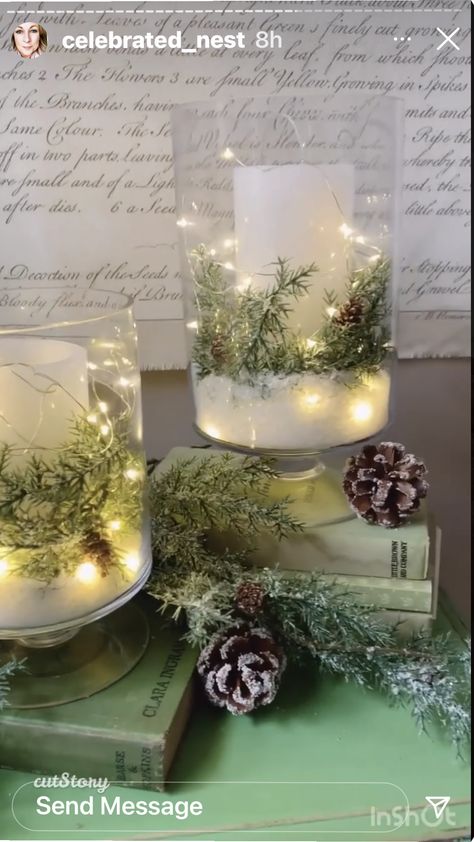 Winter Banquet Centerpieces, Mason Jar Christmas Centerpieces Table Decorations, Christmas Centerpieces With Lights, Christmas Decor In Glass Vase, Tall Cylinder Vase Centerpiece Christmas, Clear Orbeez Centerpieces Christmas, Christmas Decor In Glass Containers, Glass Cylinder Christmas Decor, Christmas Glass Vase Decor