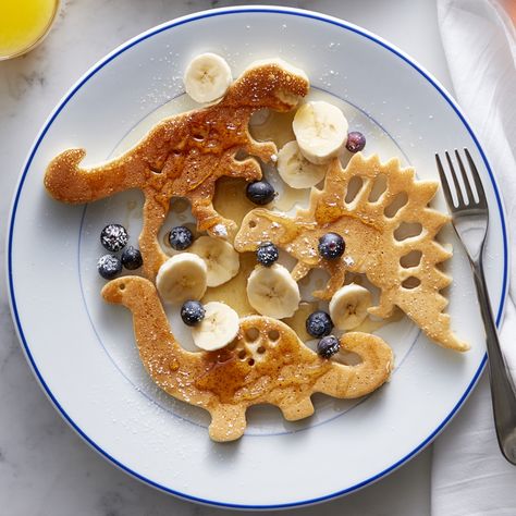 Animal Breakfast For Kids, Cute Pankaces, Dinosaur Pancakes, Special Pancakes, Animal Pancakes, Shakeology Mug Cake, Kid Breakfast, Pancake Ideas, Dinosaur Food