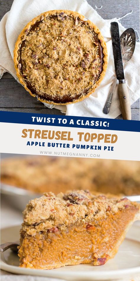 Apple Butter Pumpkin Pie, Yankee Recipes, Streusel Topping Recipe, Traditional Pumpkin Pie, Traditional Pumpkin, Ginger Nut, Delicious Magazine, Pumpkin Butter, Favorite Dessert