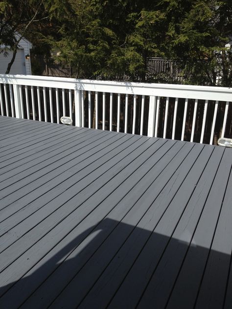 Benjamin Moore's ARBORCOAT ashland slate floor Benjamin Moore Arborcoat Stain Colors, Carport Entrance, Light Gray House, Grey Deck Stain, Grey Deck Paint, Light Blue House, Grey Decking, Cabot Stain, Light Blue Houses