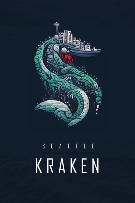 Seattle Kraken Tattoo, Seattle Kraken Aesthetic, Seattle Kraken Wallpaper, Seattle Kraken Logo, Kraken Hockey, Logo Exploration, Kraken Logo, Kraken Tattoo, Anaheim Ducks Hockey